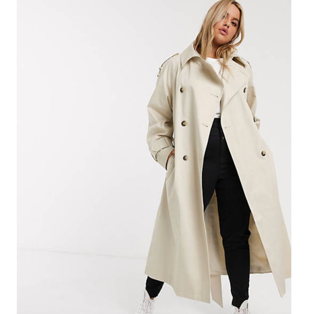 Nwt Asos Front Button Down Flowy Duster Khaki Tre… - image 3